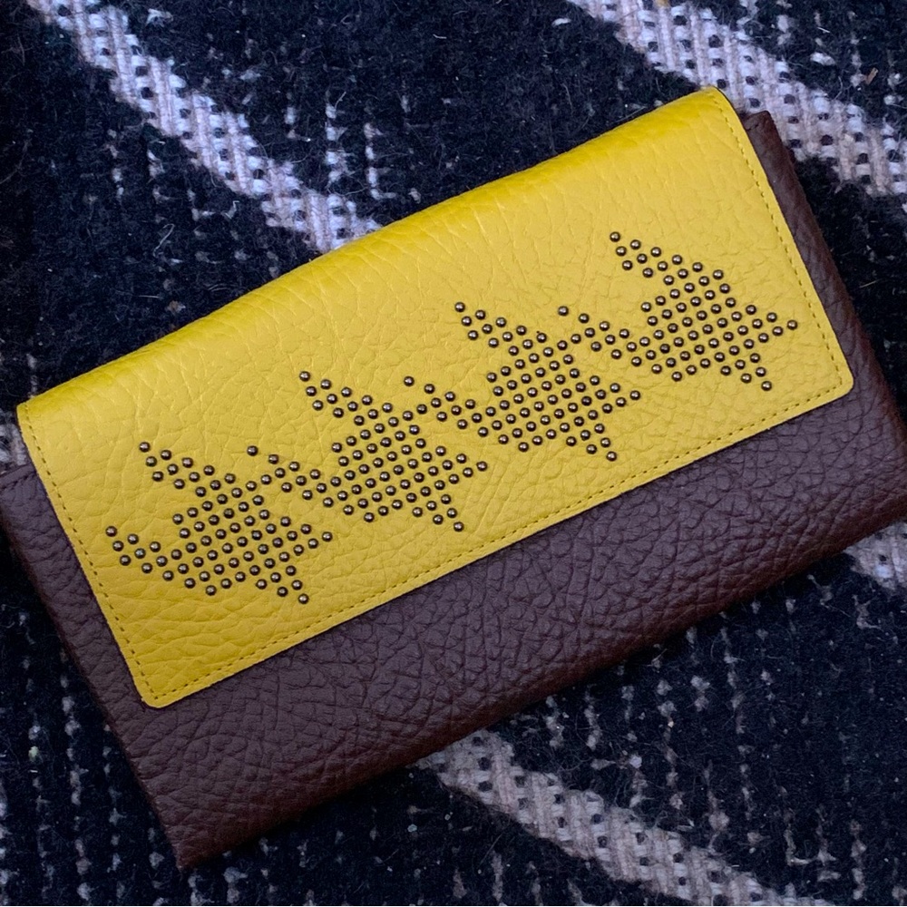 BRUNO MAGLI | PEEBLE BROWN AND YELLOW | WOMENS WALLET